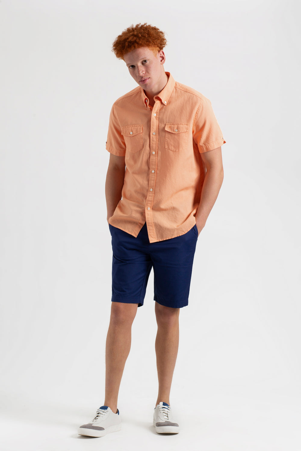 Chemises Ben Sherman Garment Dye Linen Orange | TMX-18427088